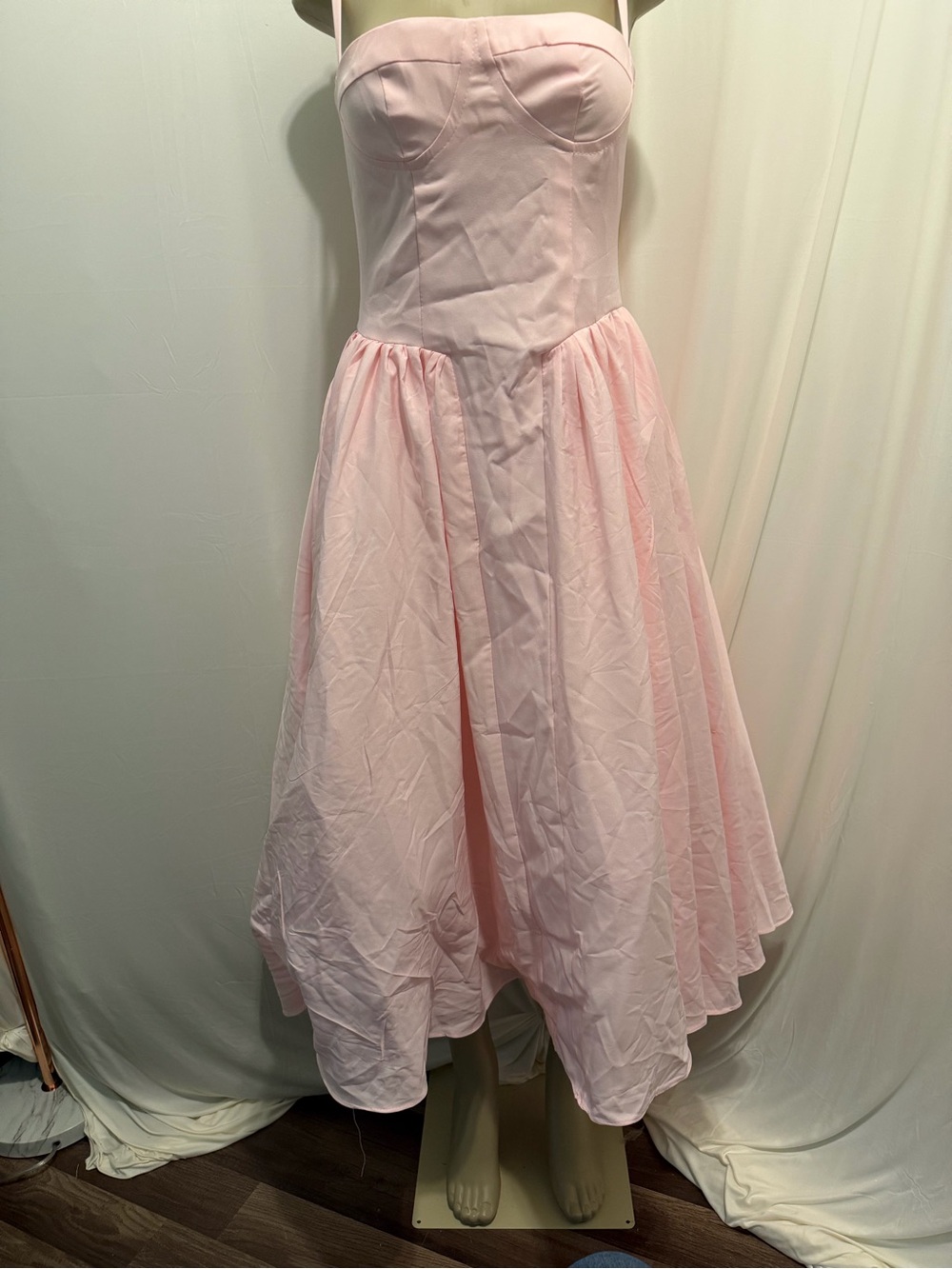 ❤️Formal‎ Light Pink Fit-and-Flare Midi Dress